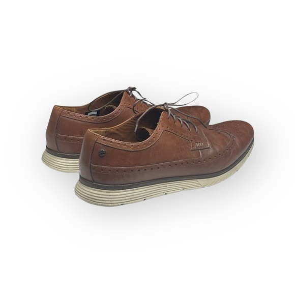 Timberland ✪ Brogue Oxford Wingtip Edgy Leather Lace Up Shoes ✪ Dark Tan Brown - Picture 3 of 16
